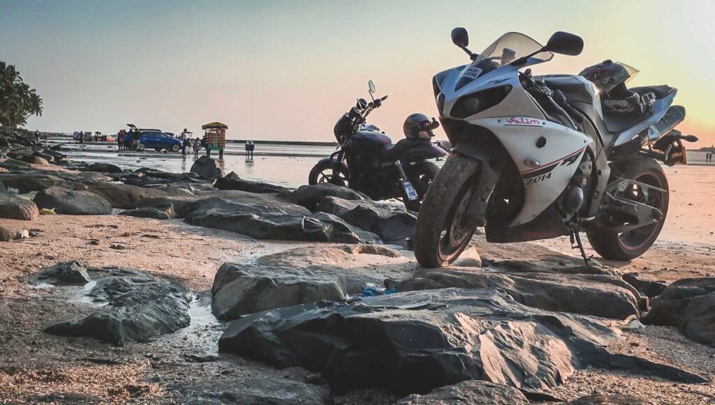 Riding in Mumbai on a sports bike
